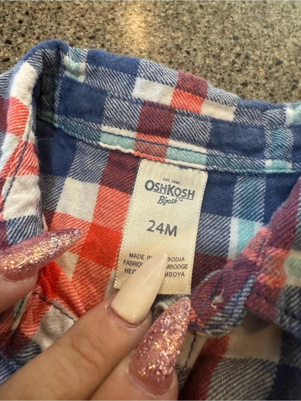 OshKosh B'gosh Girls' Red, Blue & White Plaid Button-Down Shirt